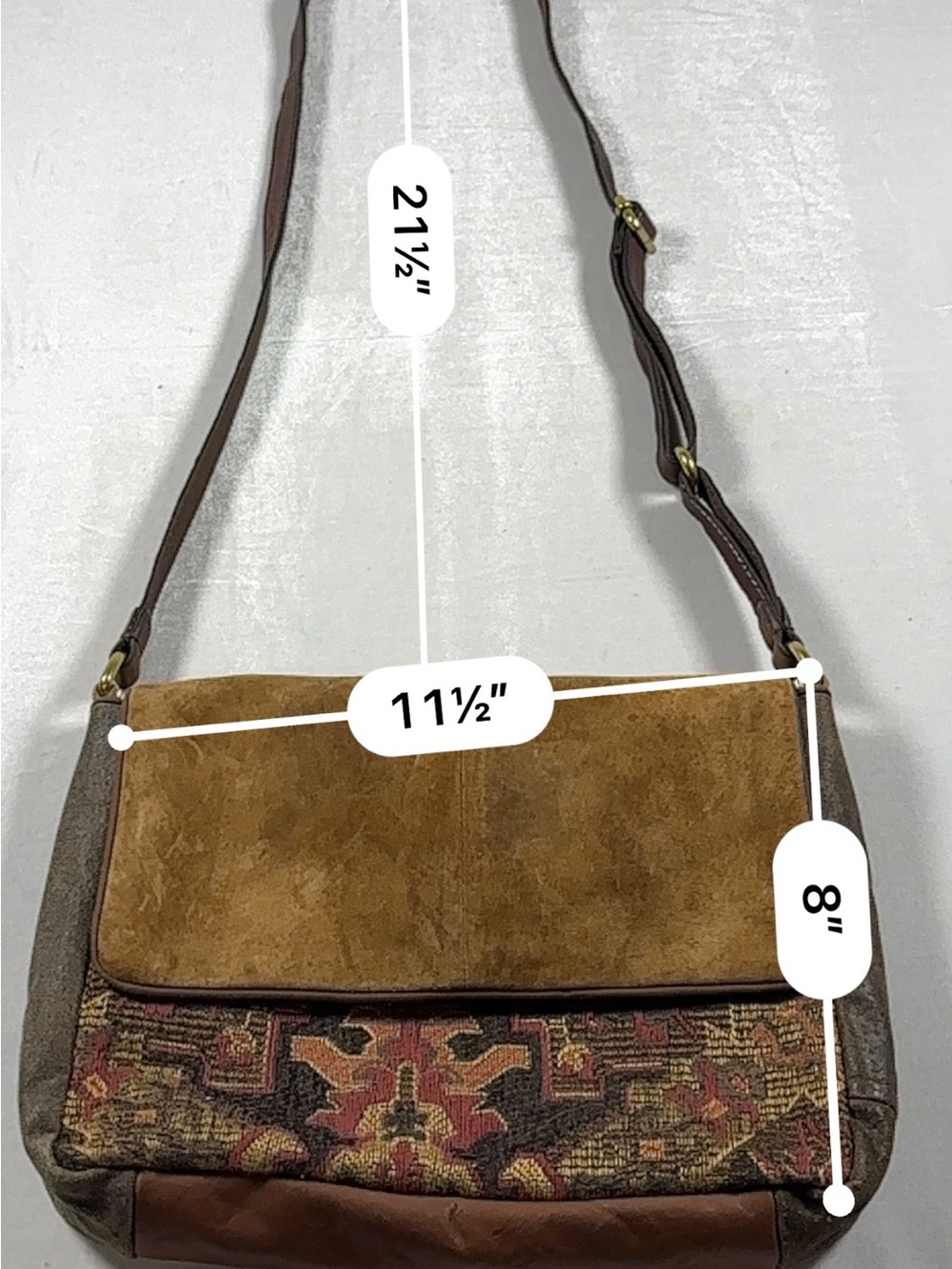 Maude Elizabeth Tapestry Crossbody Bag Boho Floral Foldover Messenger Purse - Picture 4 of 11
